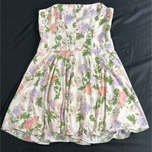 ZARA Strapless Floral Fit & Flare Dress Medium M Romantic Garden Party EUC